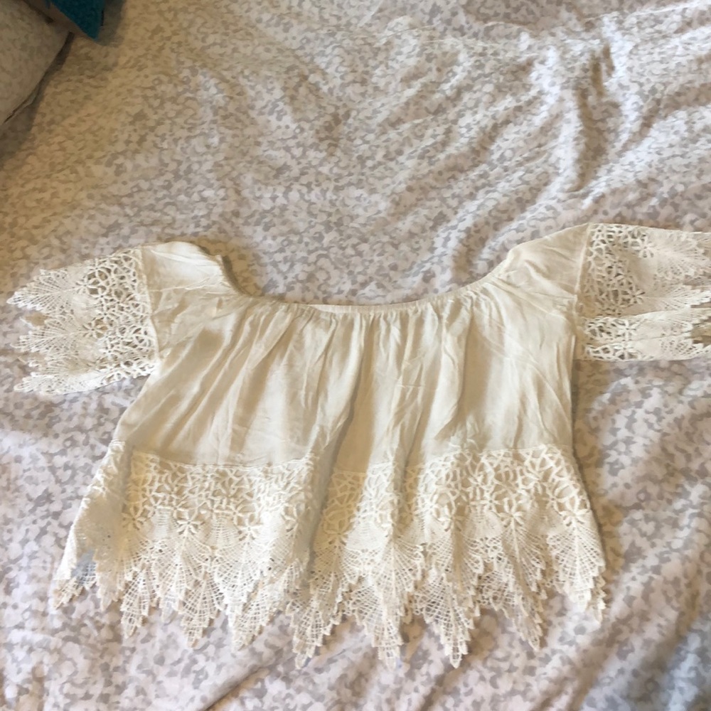 White lace crop top